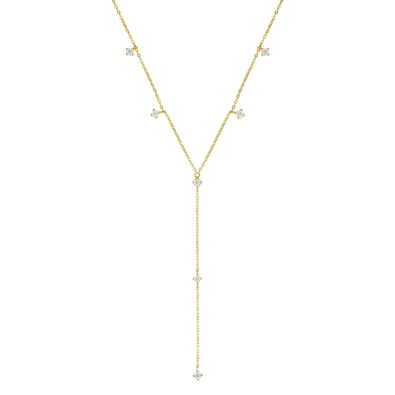Ellipse Y Chain Necklace Sterling Silver Gold